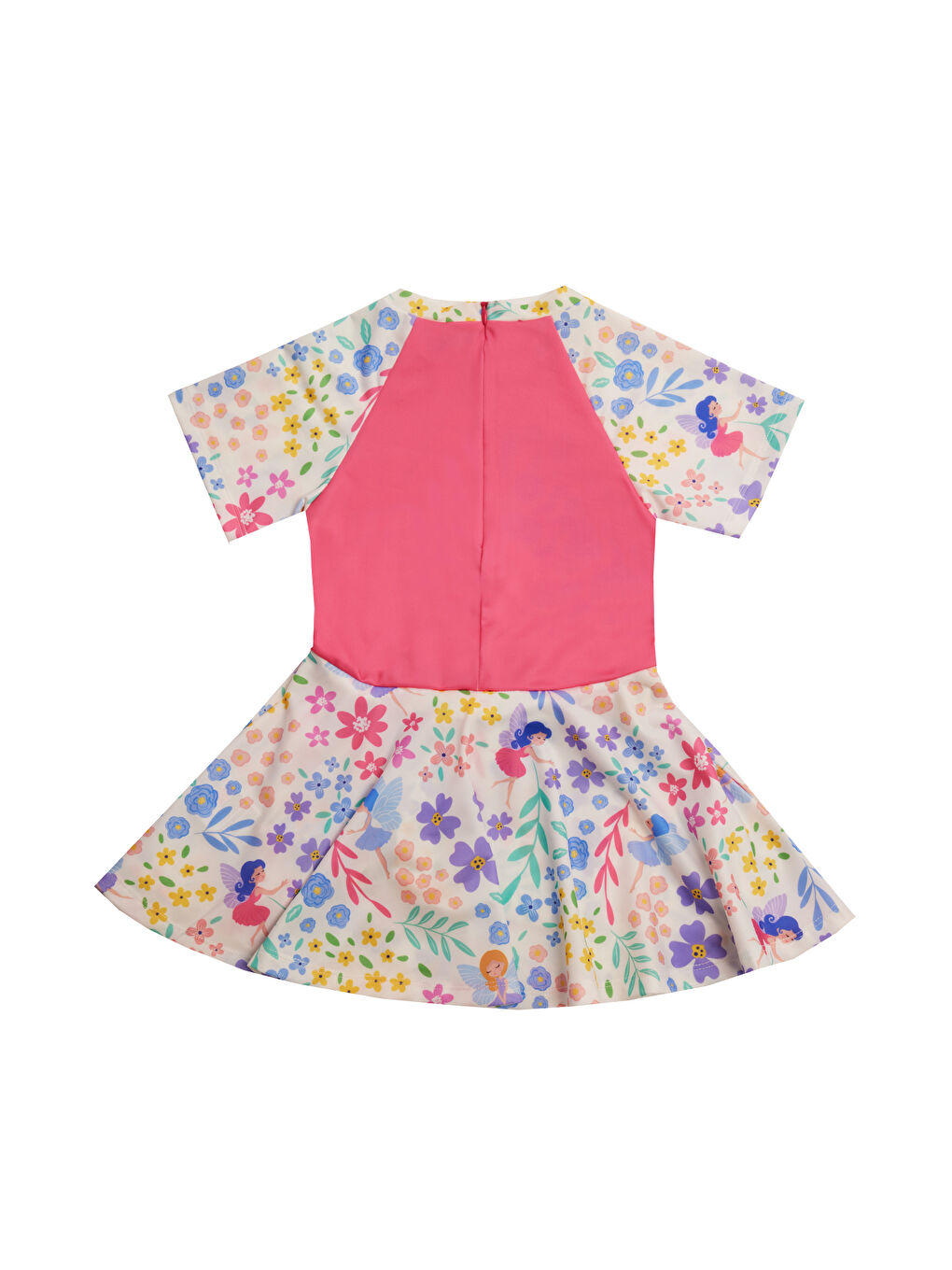 UV Korumalı Kısa Kollu Şortlu Elbise Mayo Kız Çocuk Yüzücü Mayo 5227 Beyaz-2