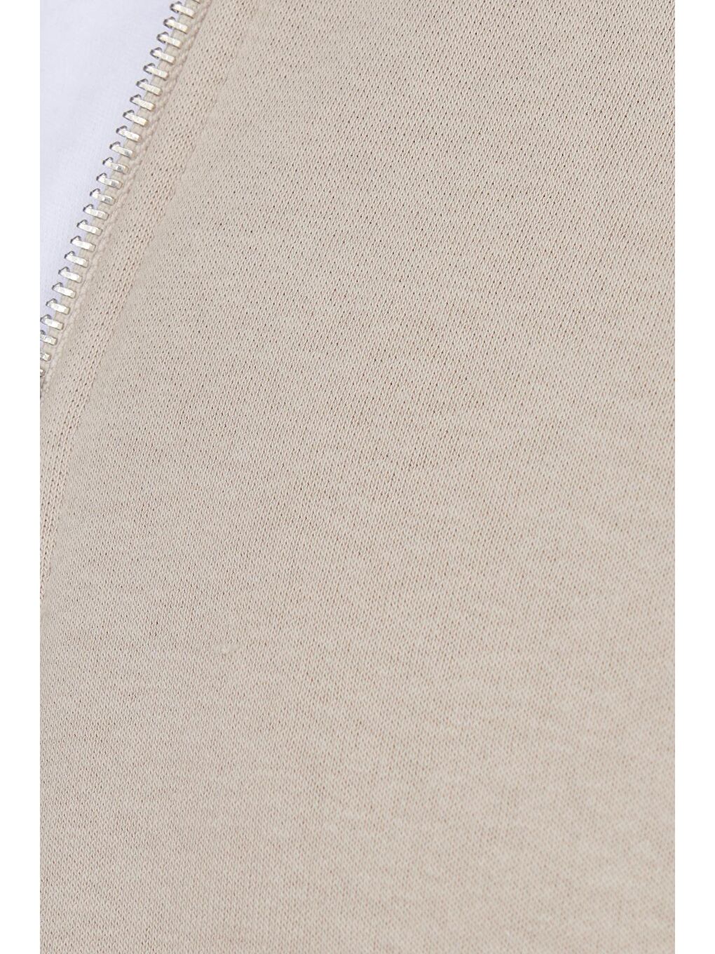 Bej Unisex Relax Fit Rahat Kesim Pamuklu İçi Polarlı Fermuarlı Taş Dik Yaka Flato Cepli Sweatshirt Hırka-5