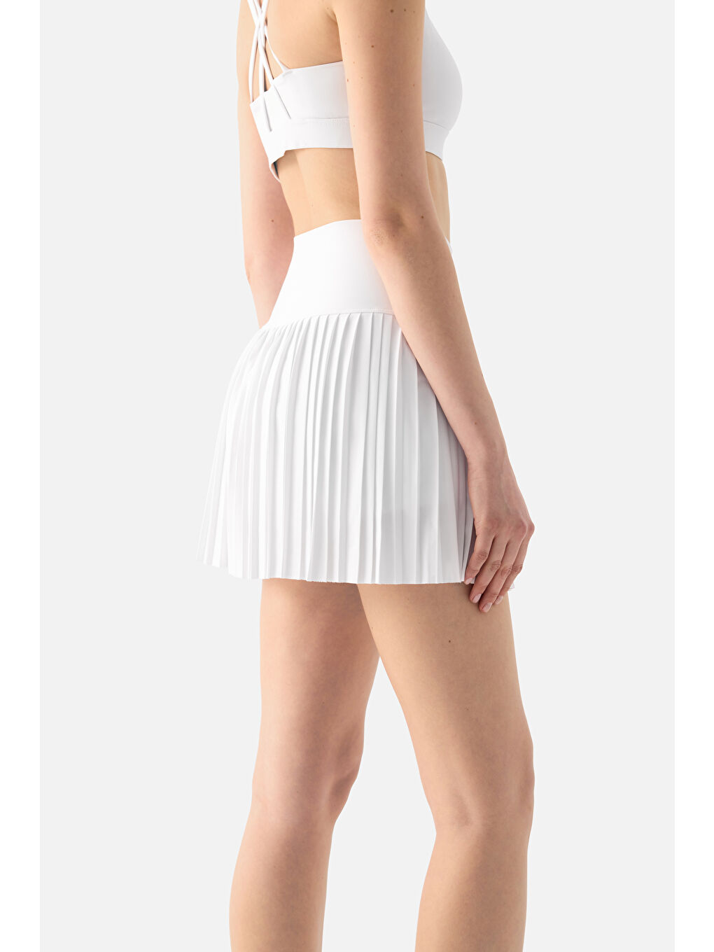Elira Pilili Beyaz Tenis Eteği-4
