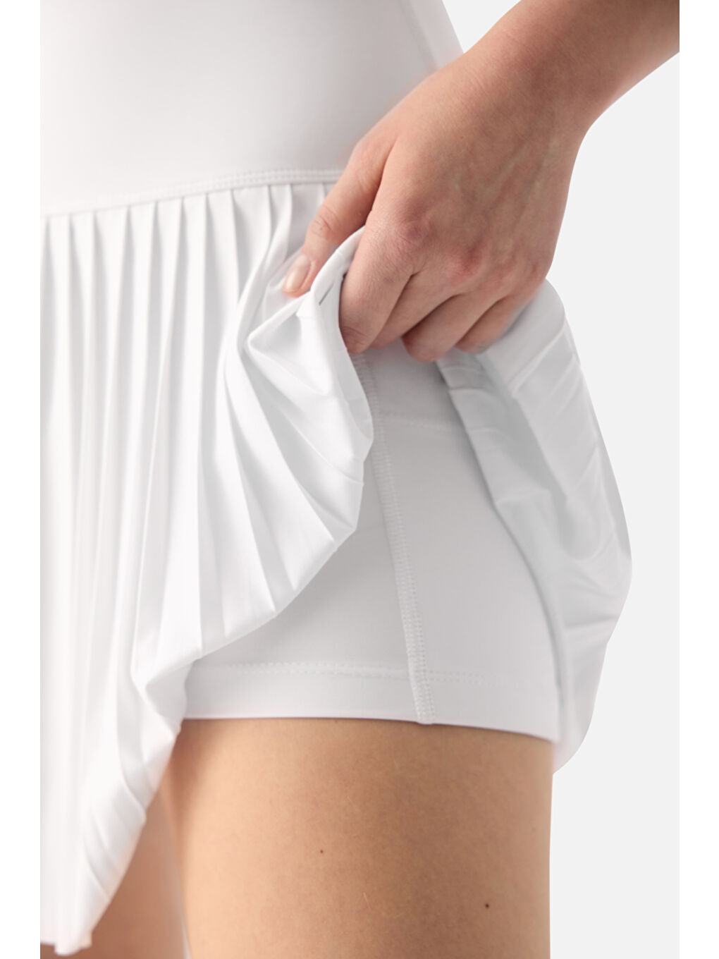 Elira Pilili Beyaz Tenis Eteği-5