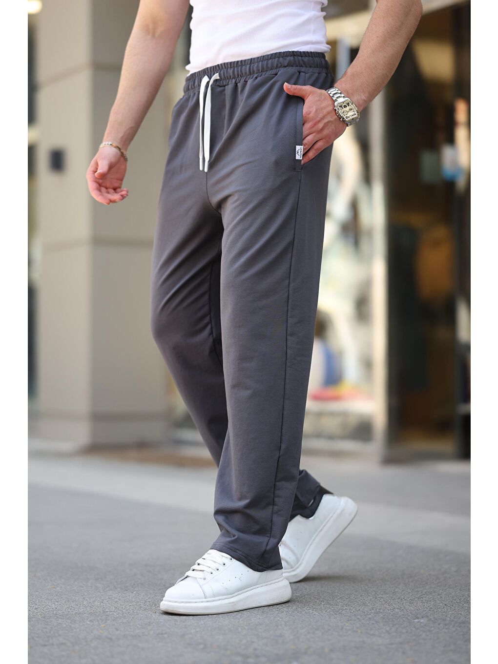 Gri Füme Rahat Kesim Erkek Eşofman Altı E6575-1