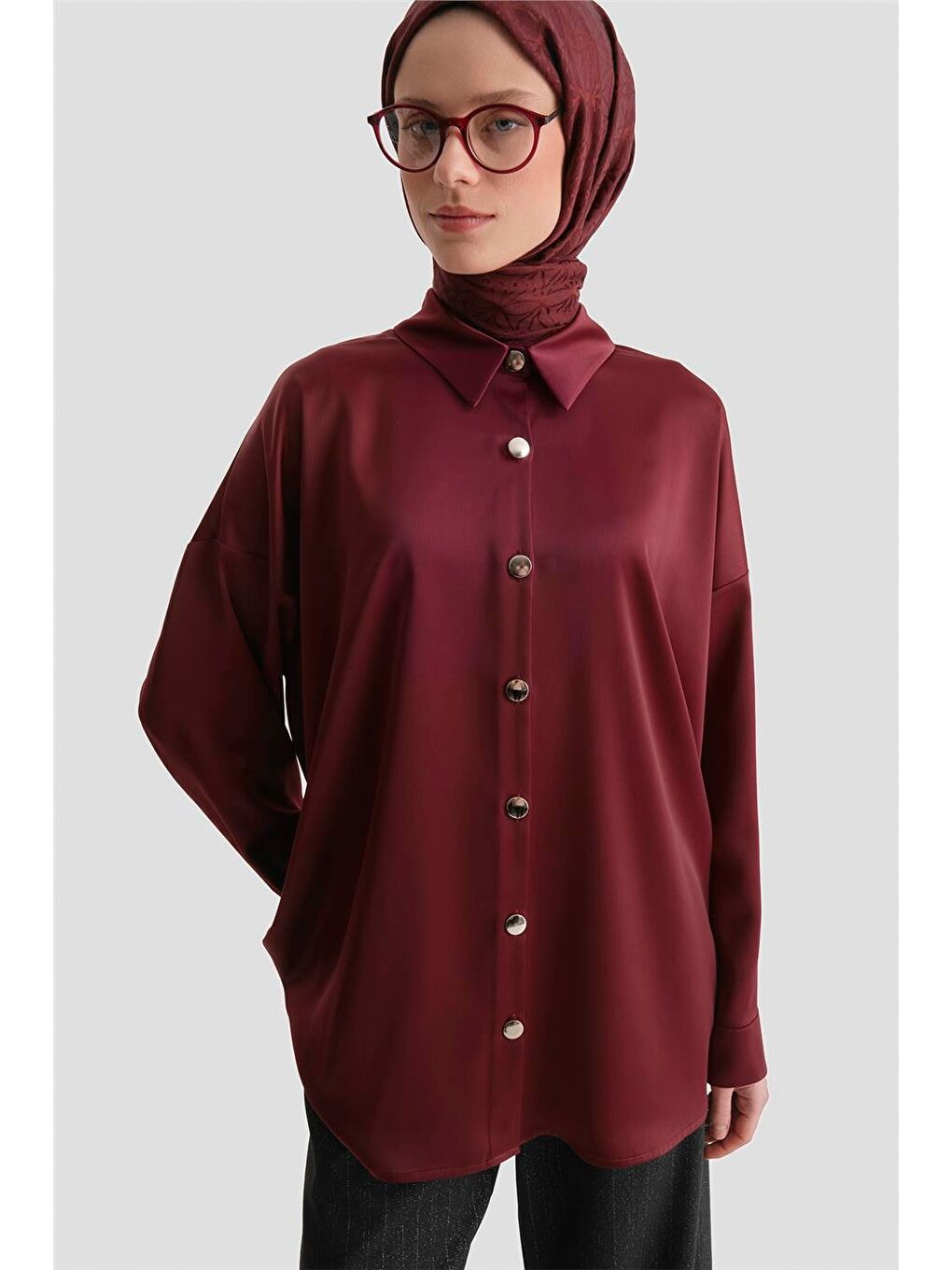 Saten Tunik Bordo-2