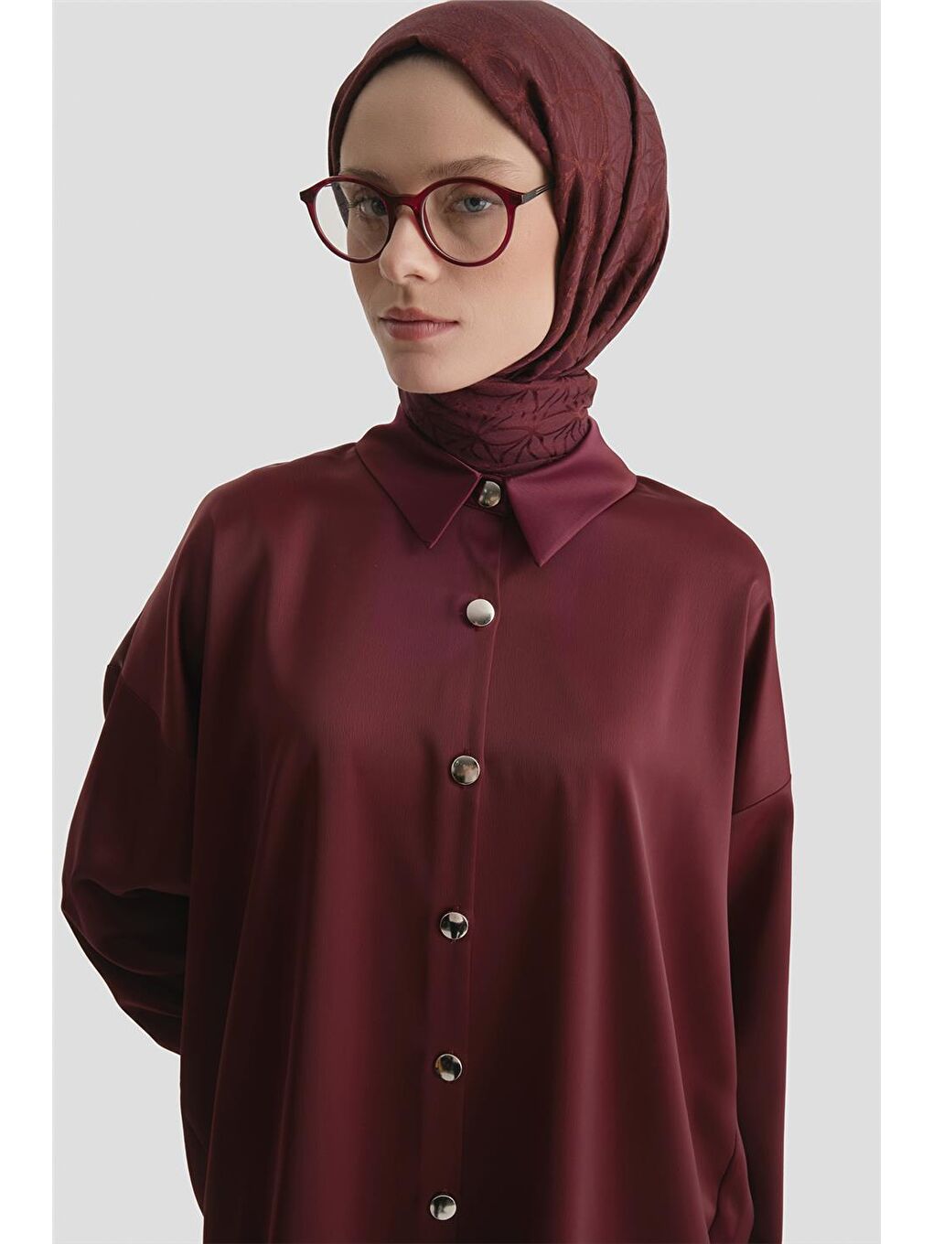 Saten Tunik Bordo-3