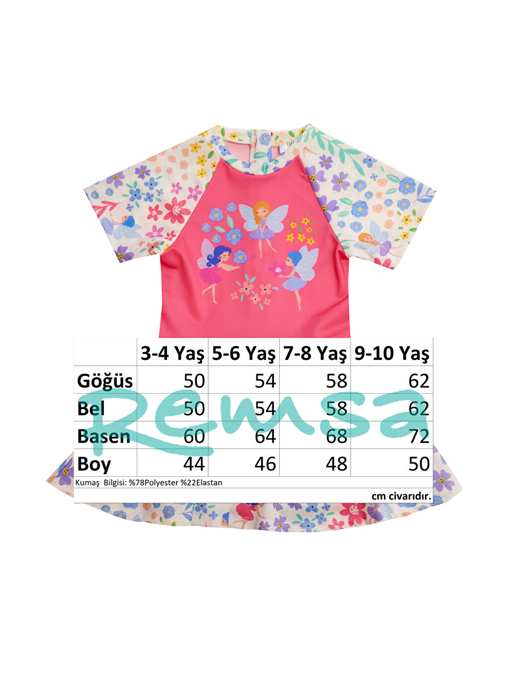 UV Korumalı Kısa Kollu Şortlu Elbise Mayo Kız Çocuk Yüzücü Mayo 5227 Beyaz-3