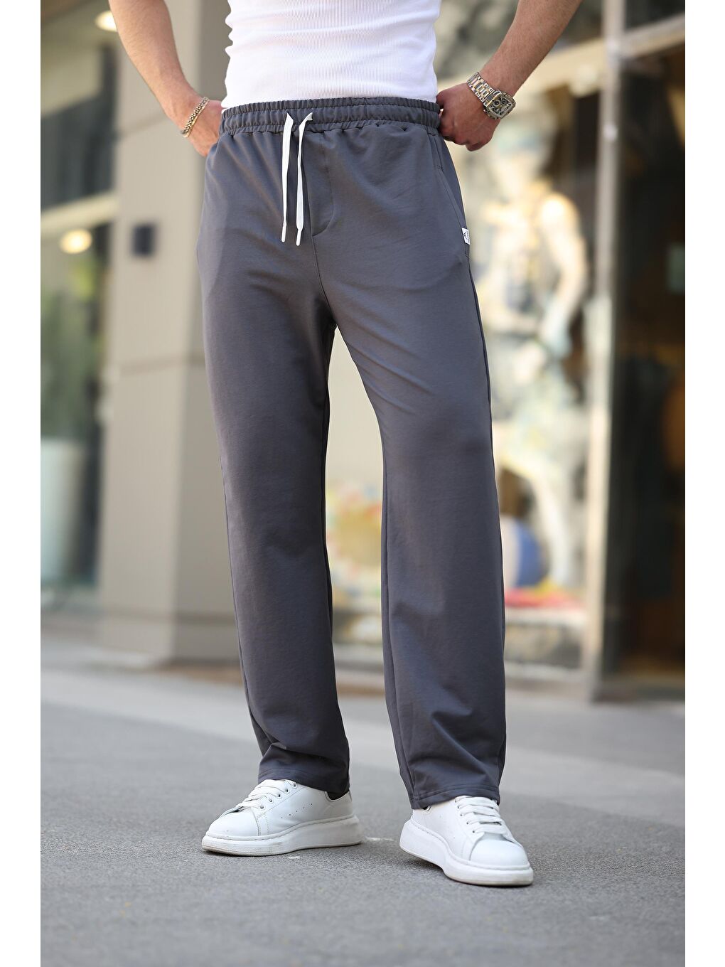 Gri Füme Rahat Kesim Erkek Eşofman Altı E6575-3