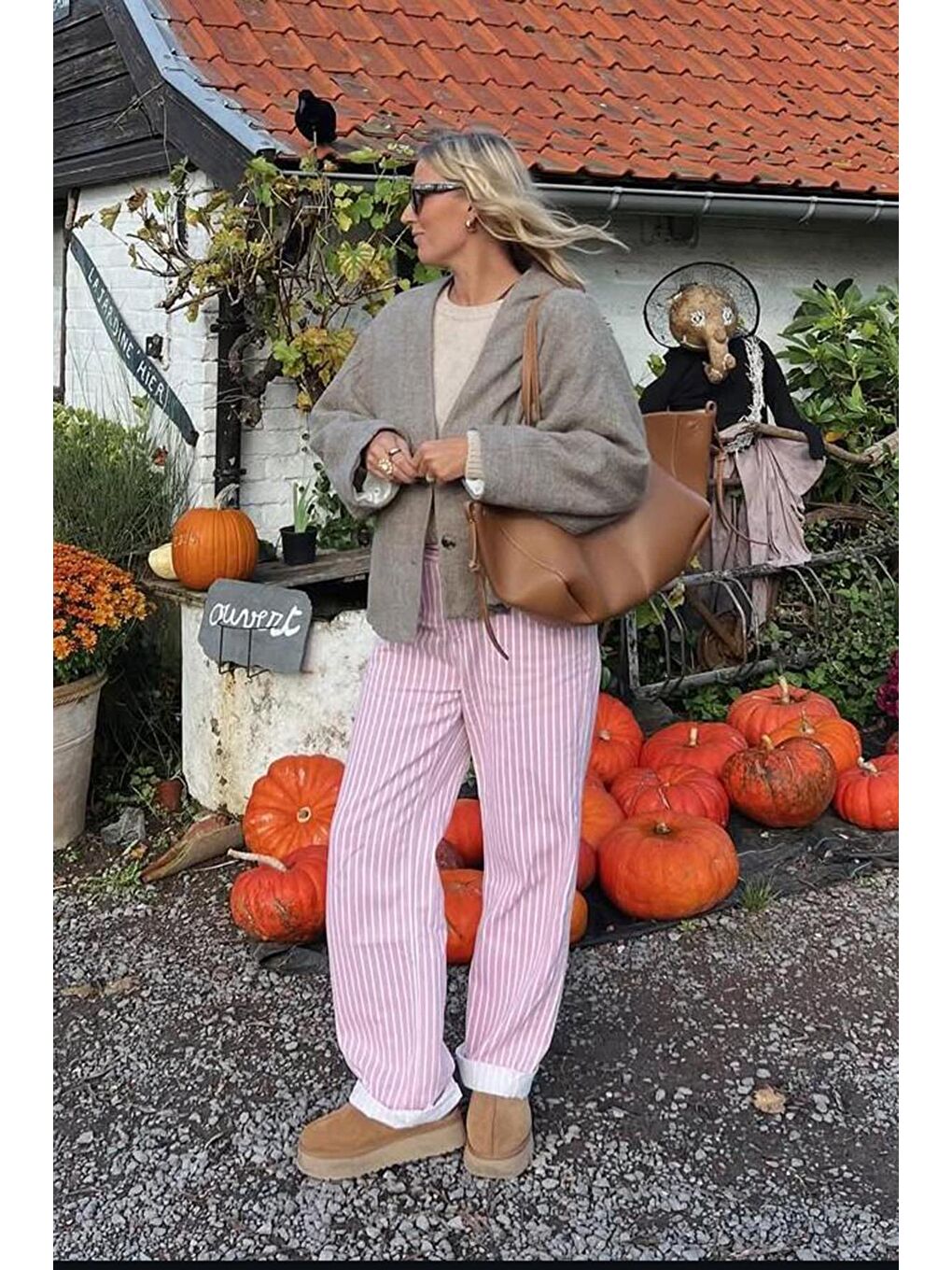 Pembe Çizgili Kadın Jean Pantolon Mg2463-2