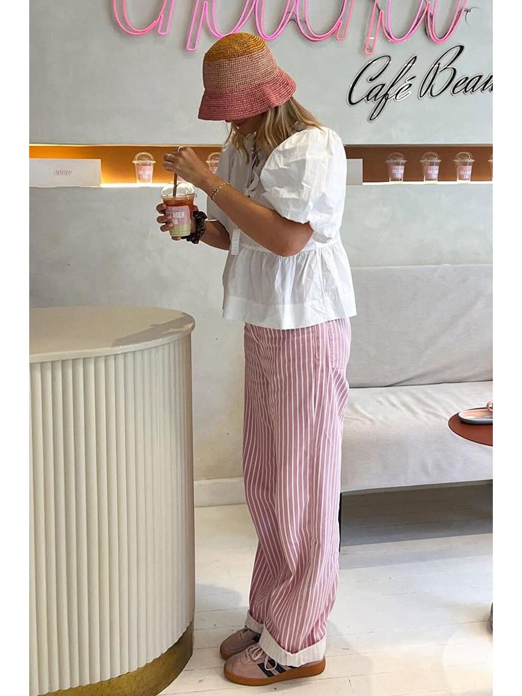 Pembe Çizgili Kadın Jean Pantolon Mg2463-4