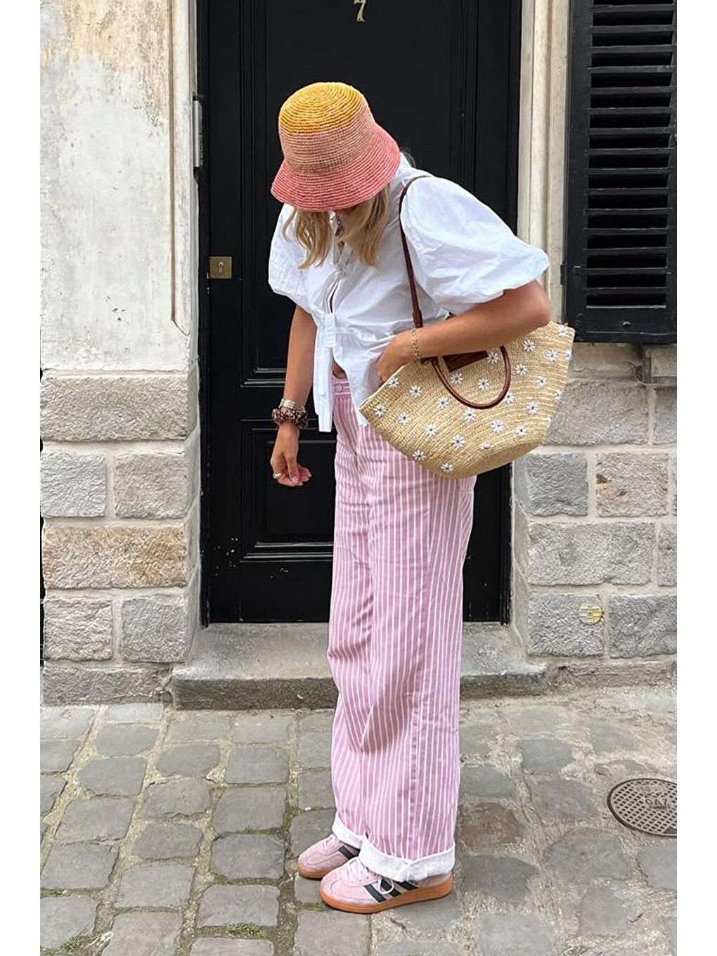 Pembe Çizgili Kadın Jean Pantolon Mg2463-7