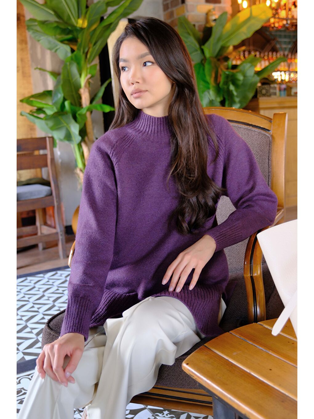 Mor Balıkçı Yaka Basic Kazak Menekşe-3