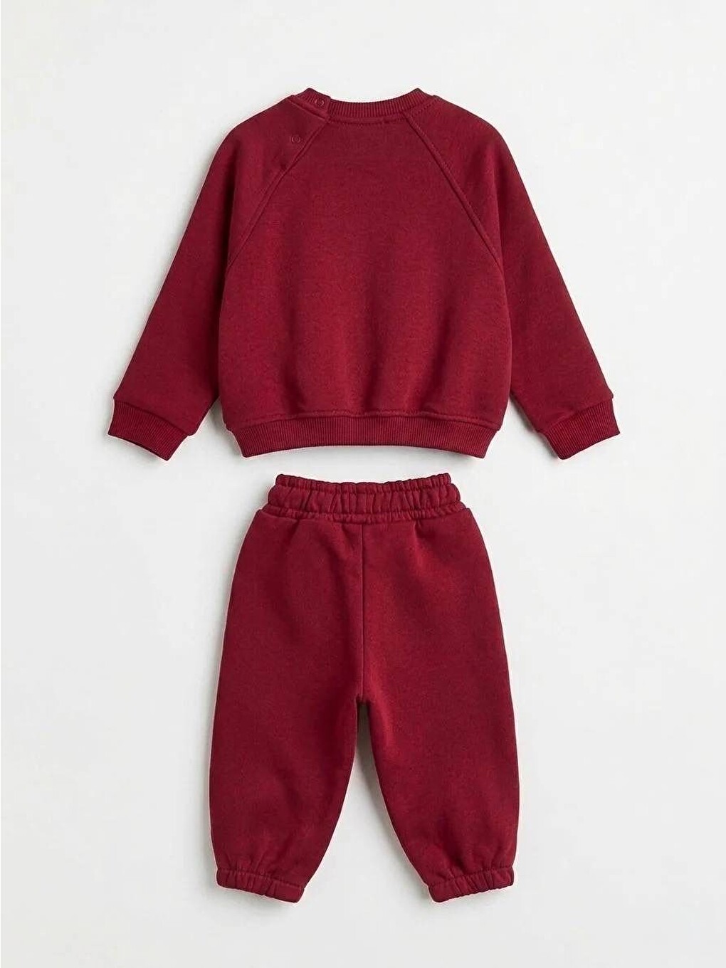 Karışık Çocuk Pamuklu Ayıcık Nakışlı Bordo Sweatshirt Ve Eşofman Altı Takımı-1