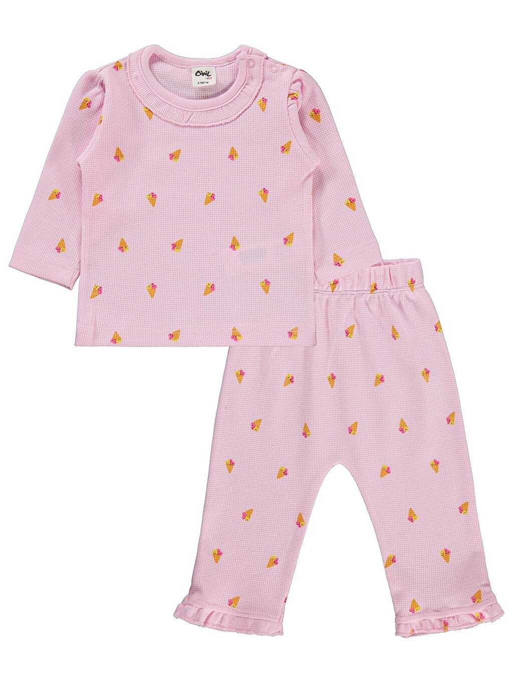 Baby Dondurma Empirme 6-18 Ay Pijama Takımı - Pembe-3