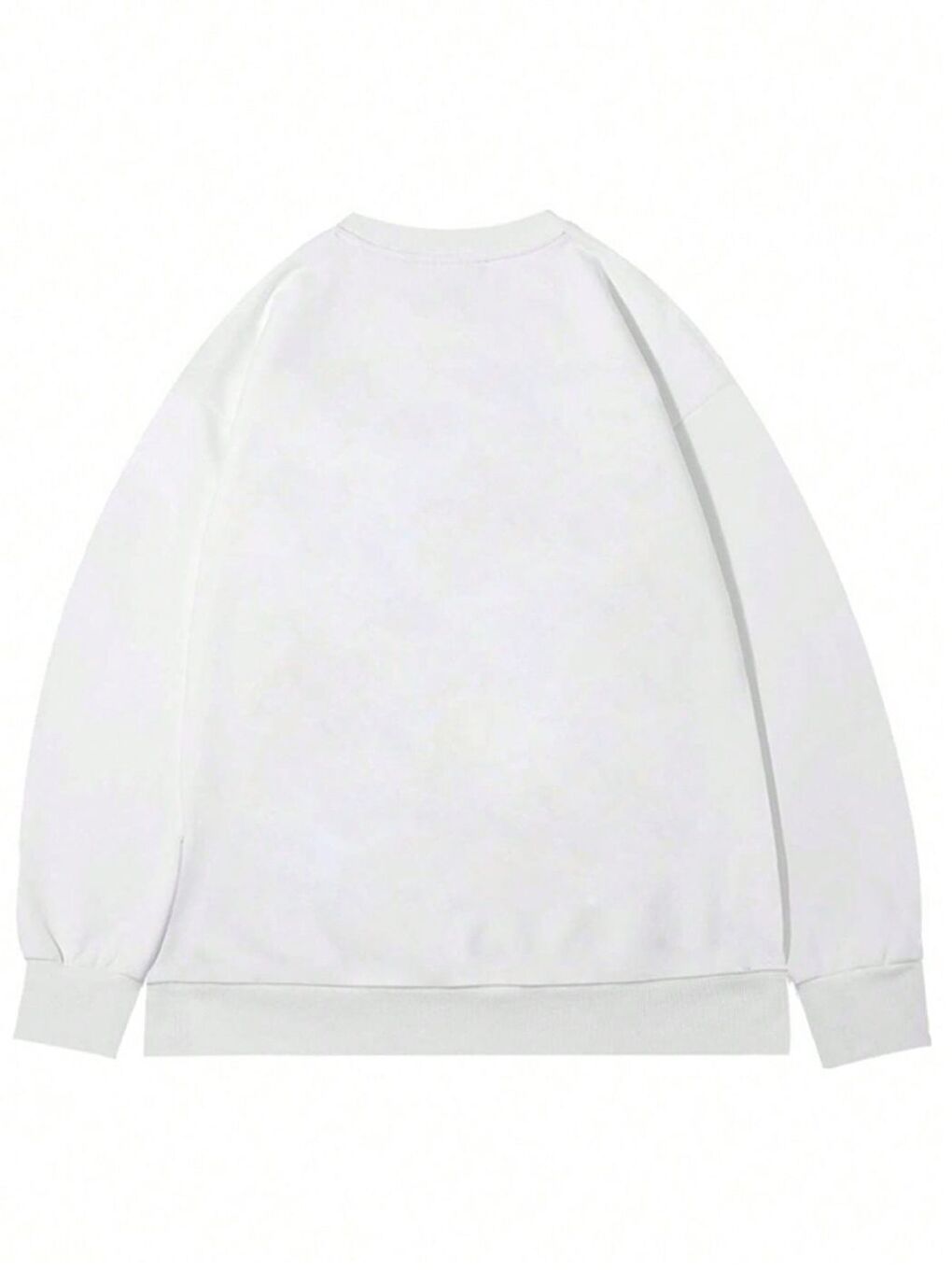 Beyaz Regular Düz Bisiklet Yaka Sweatshirt-1