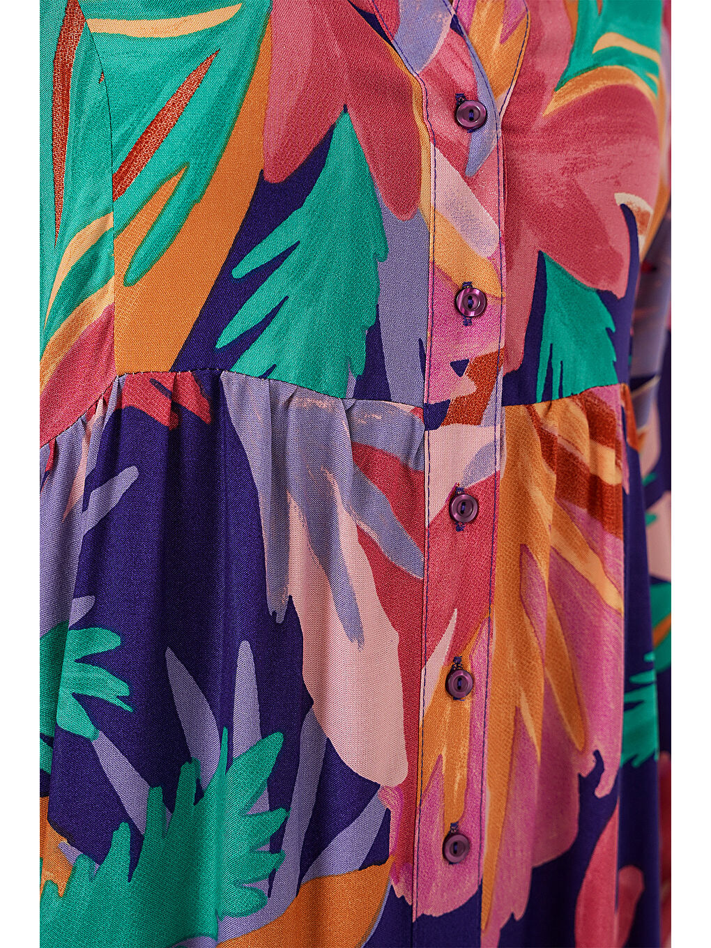 Pembe 2423 Otantik Desenli Tesettür Elbise - A.Pudra-4