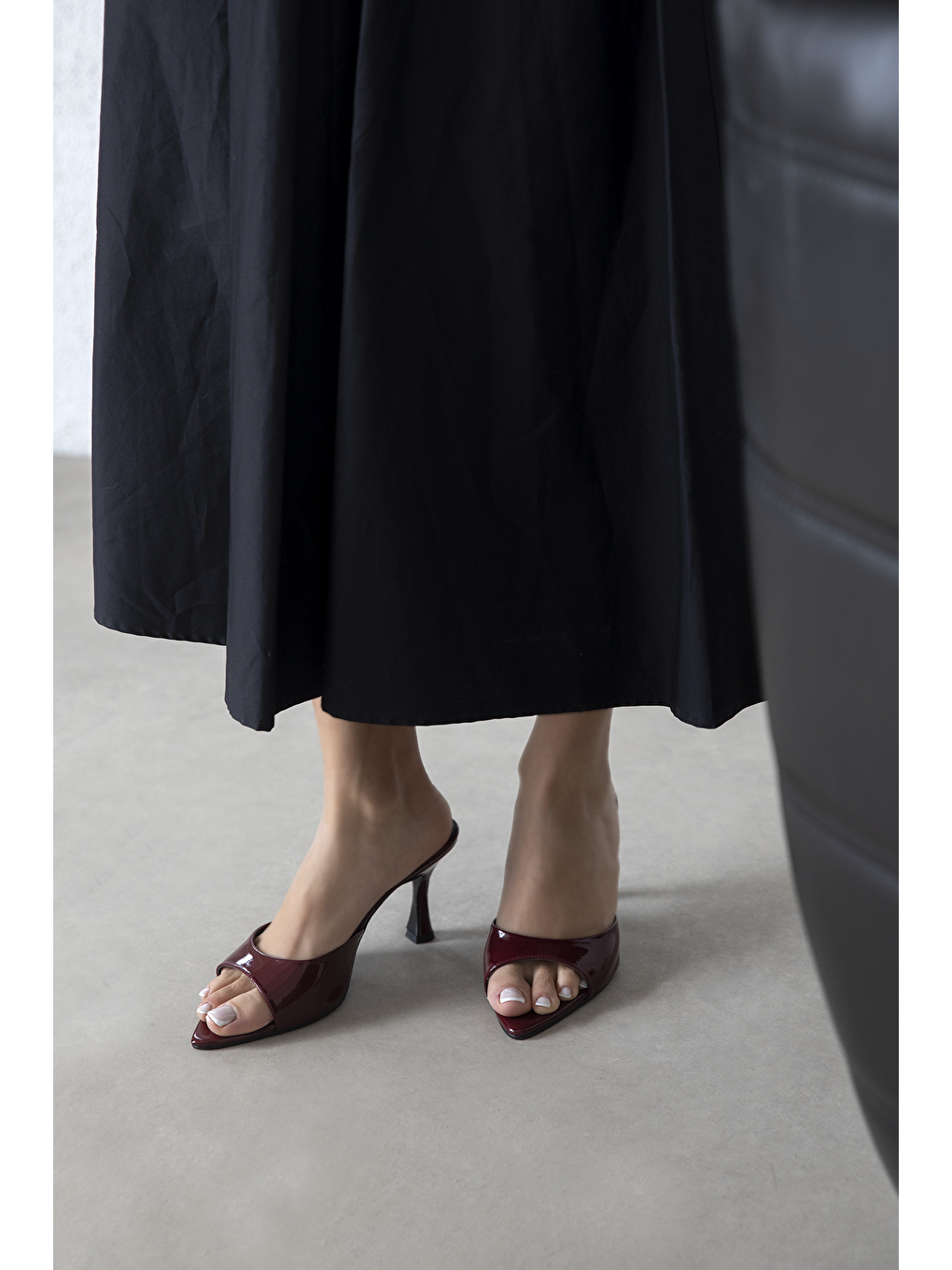 Franco Kadın Topuklu Rugan Bordo Topuklu Terlik-2