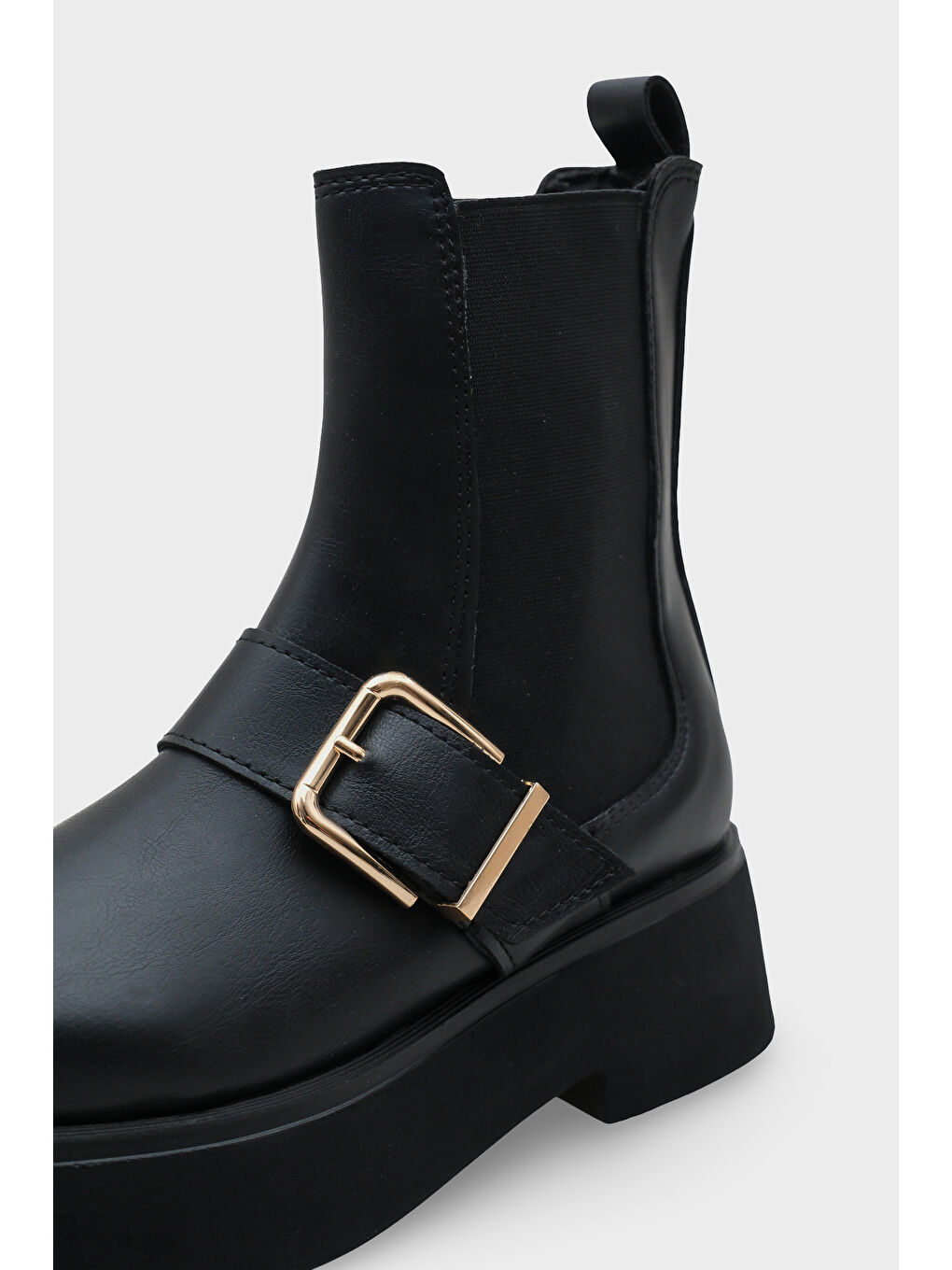 Siyah Gennie Yuvarlak Burunlu Yandan Trak Tabanlı Kadın Bot-2