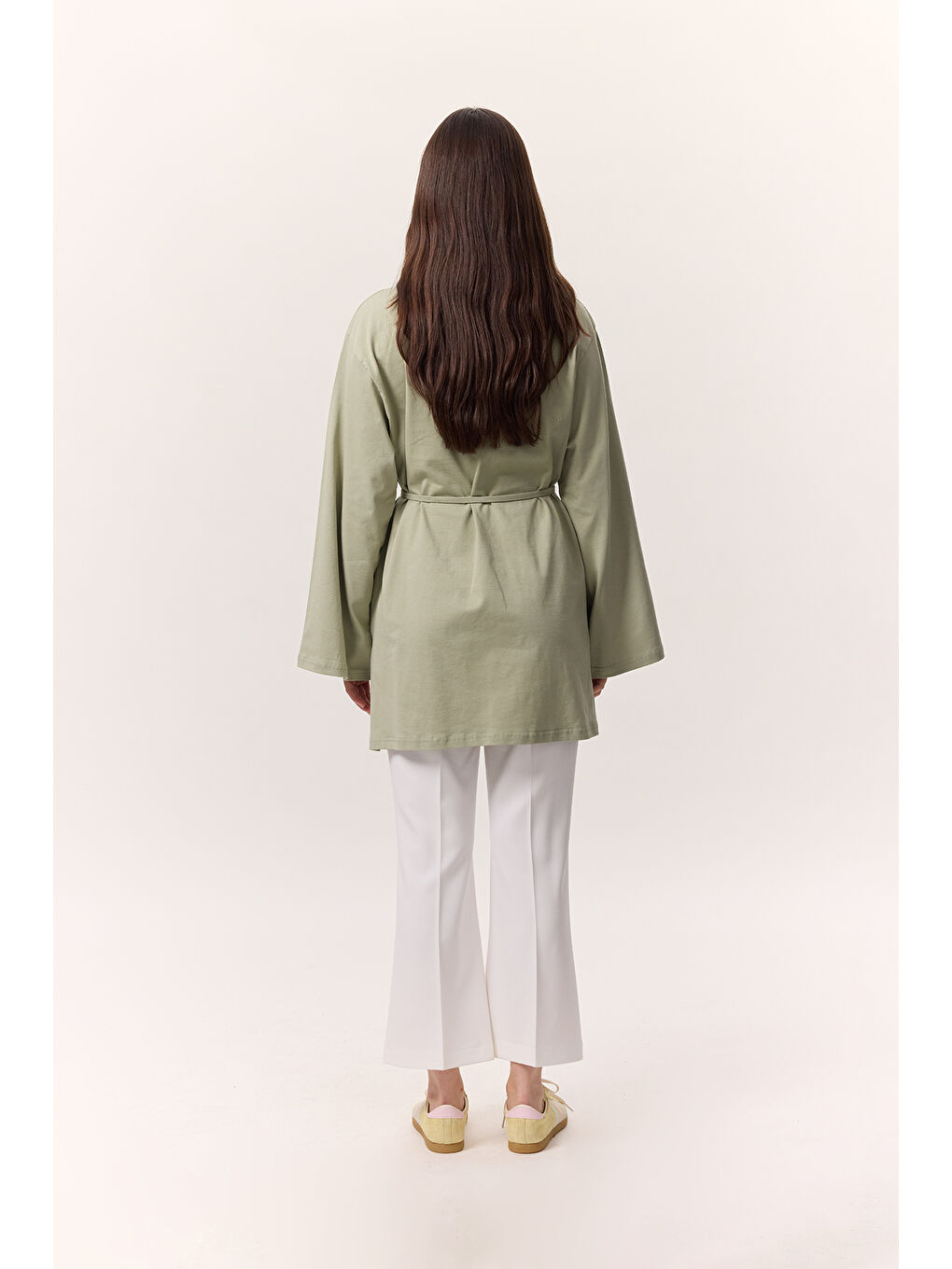 Bağlama Detaylı Oversıze Tshırt Çağla Yeşili-4