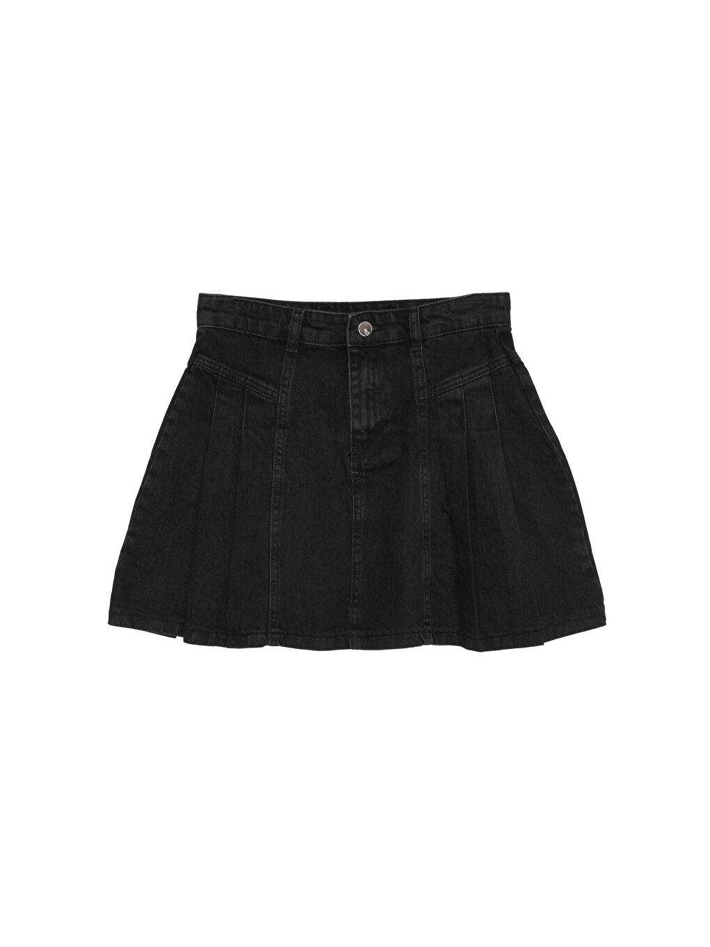 QUZU Pile Detaylı Mini Jean Etek Antrasit - 1
