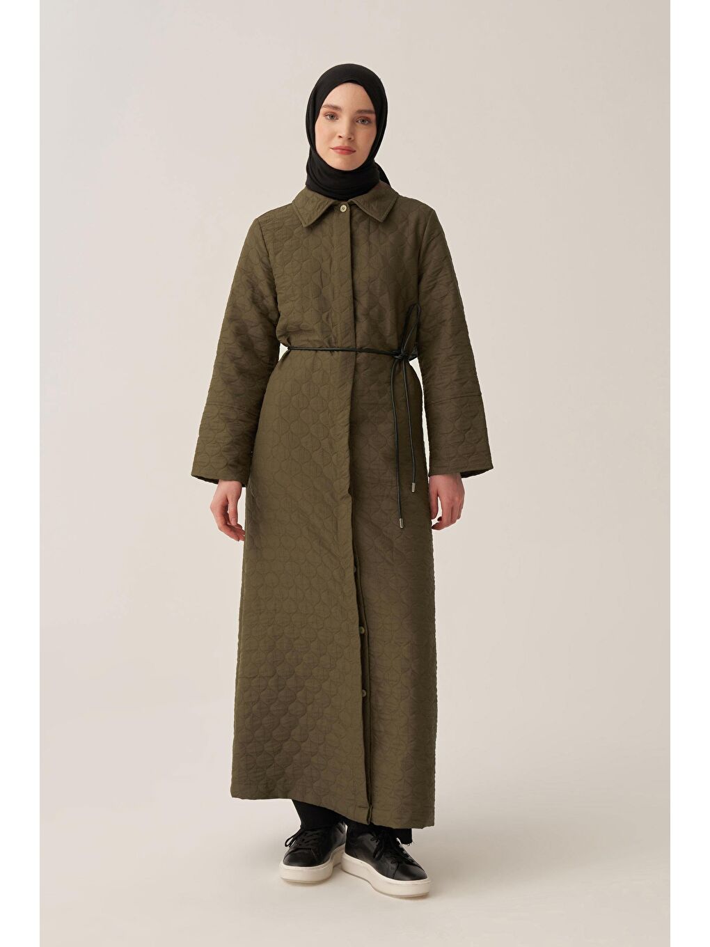 Haki-Deri Kemerli Kapitone Ferace-1