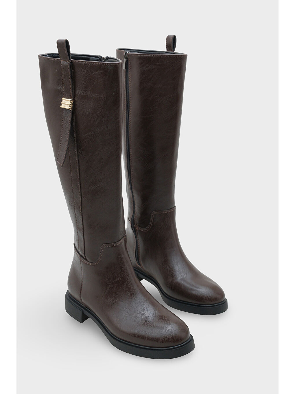 Kahverengi Roberta Metal Tokalı Kadın Çizme-1