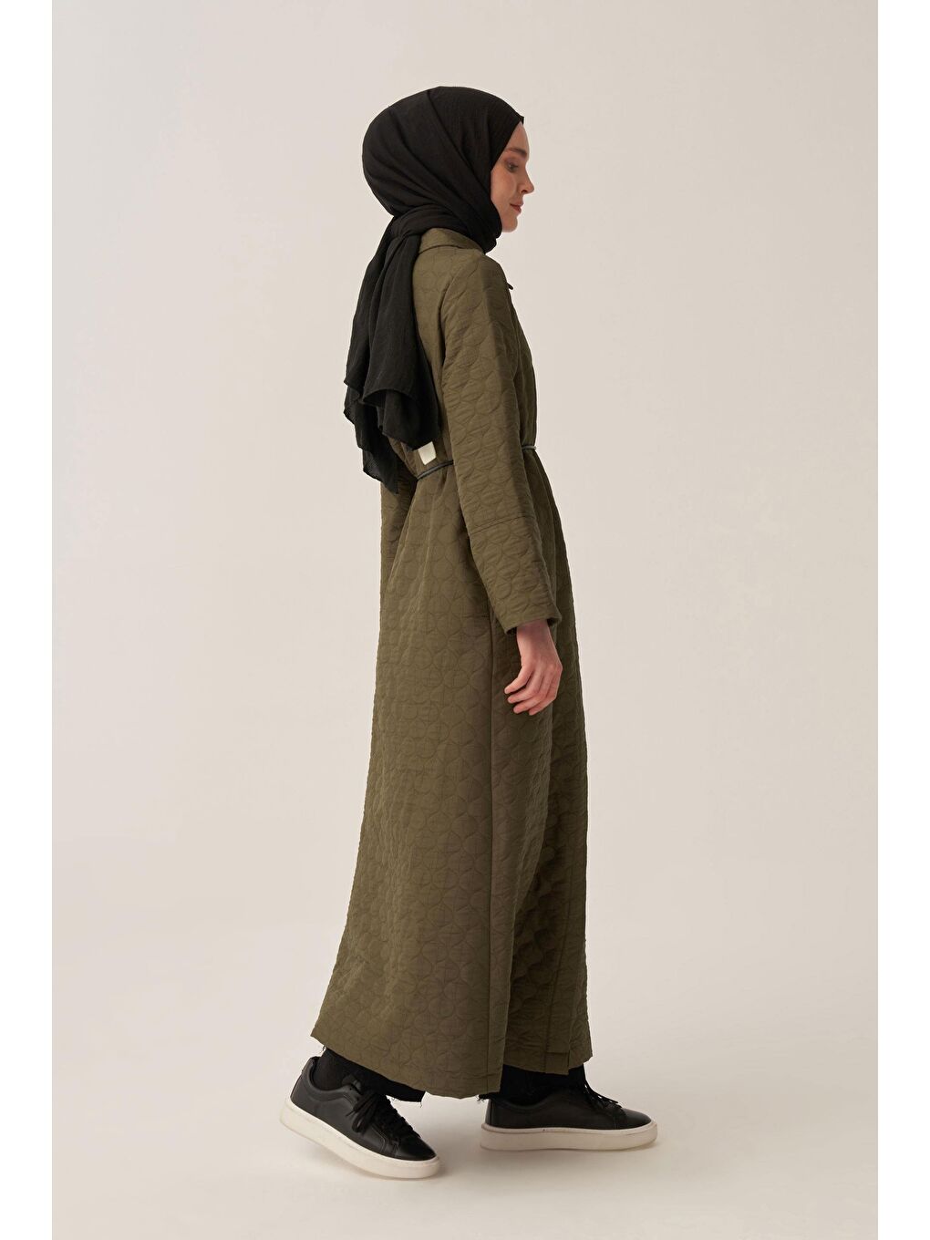 Haki-Deri Kemerli Kapitone Ferace-2