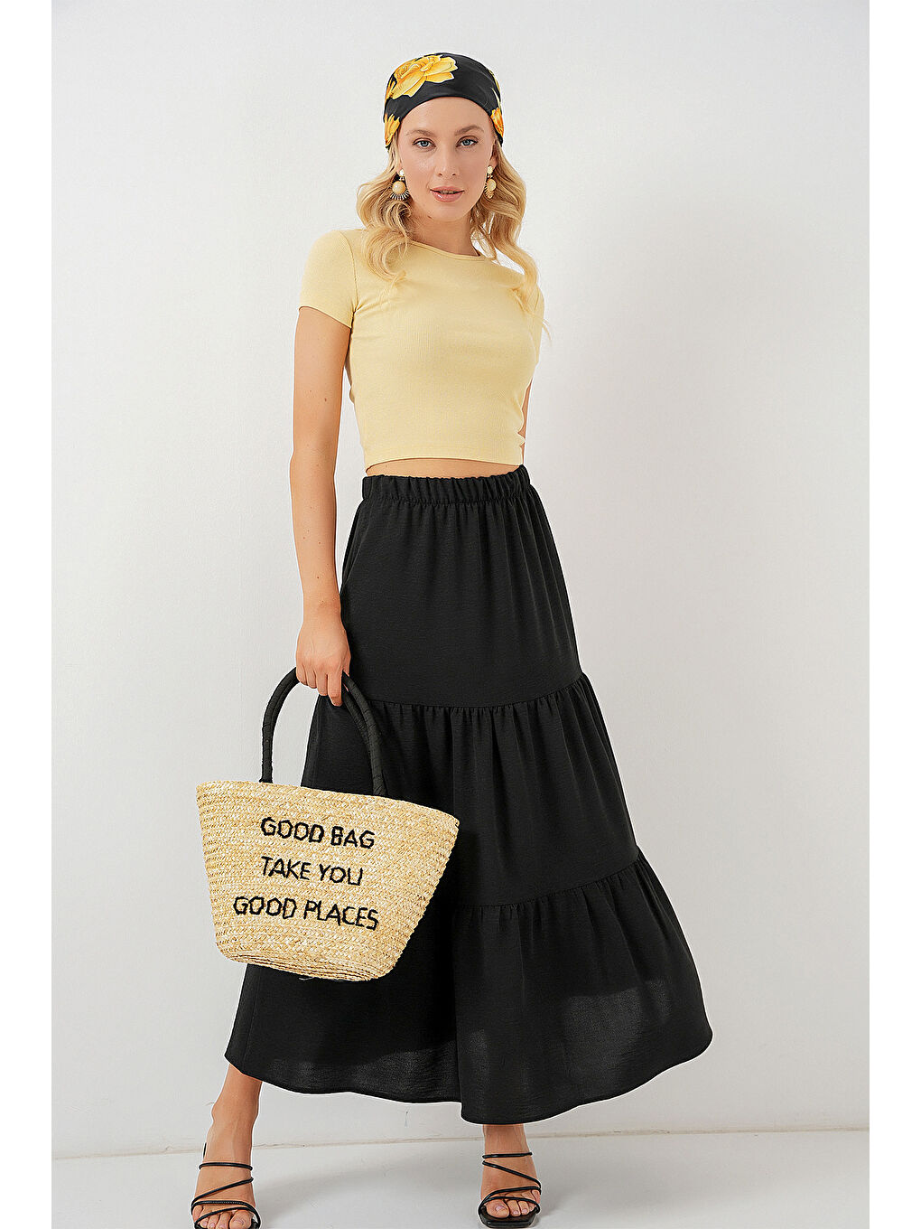 Kadın Ayrobin Uzun Etek 8048 - Siyah-3