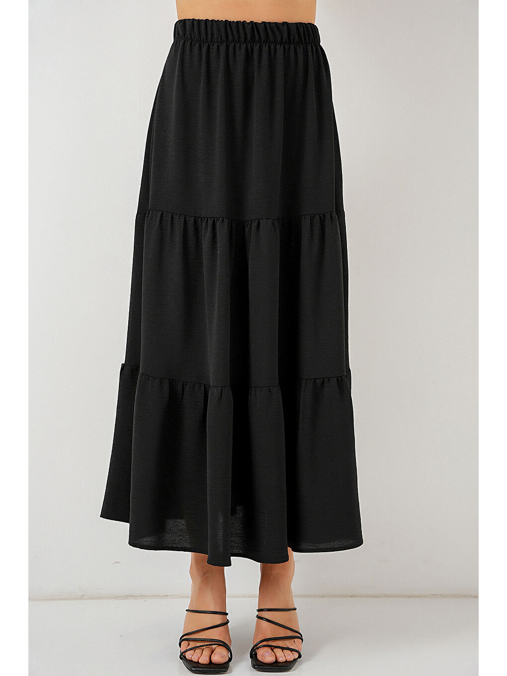 Kadın Ayrobin Uzun Etek 8048 - Siyah-4