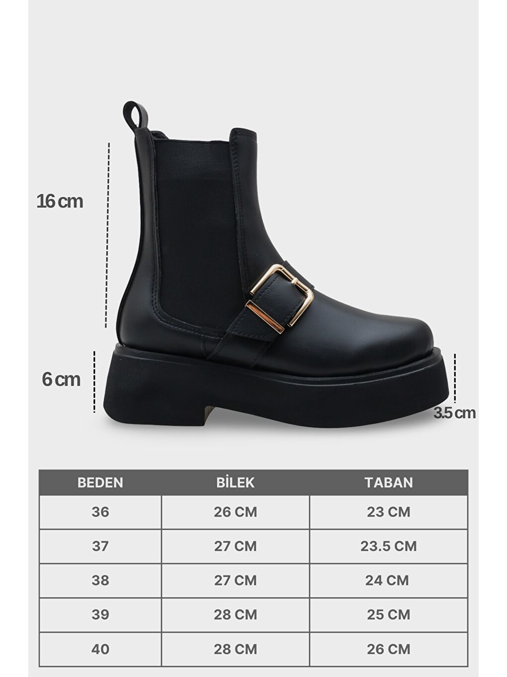Siyah Gennie Yuvarlak Burunlu Yandan Trak Tabanlı Kadın Bot-6