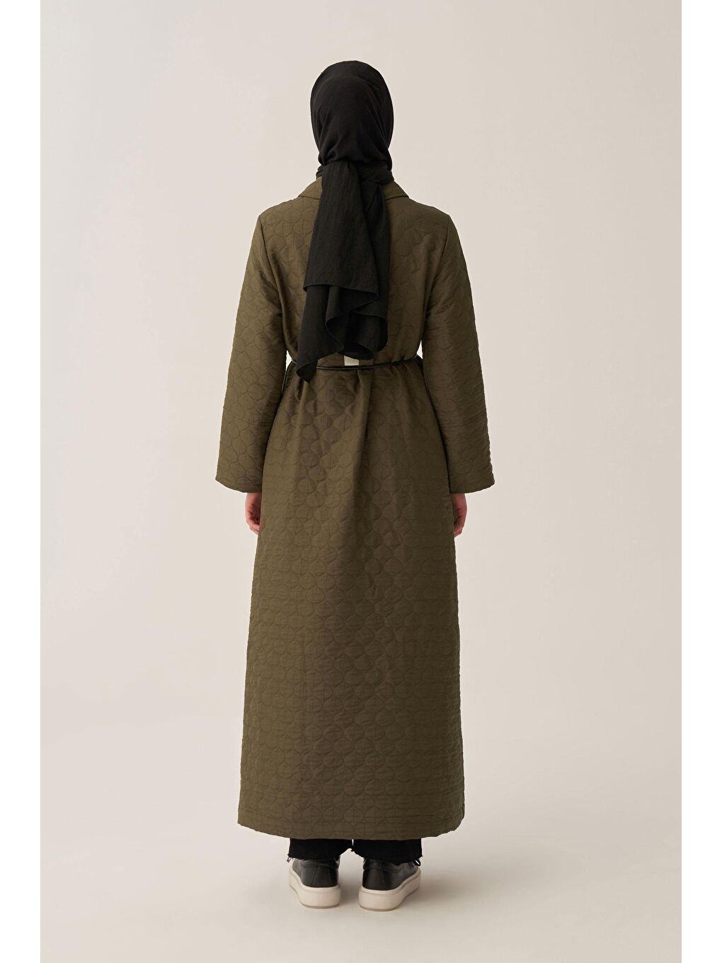 Haki-Deri Kemerli Kapitone Ferace-3