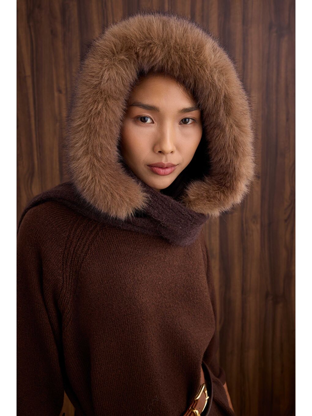 Kahverengi Balıkçı Yaka Basic Kazak Kahve-1