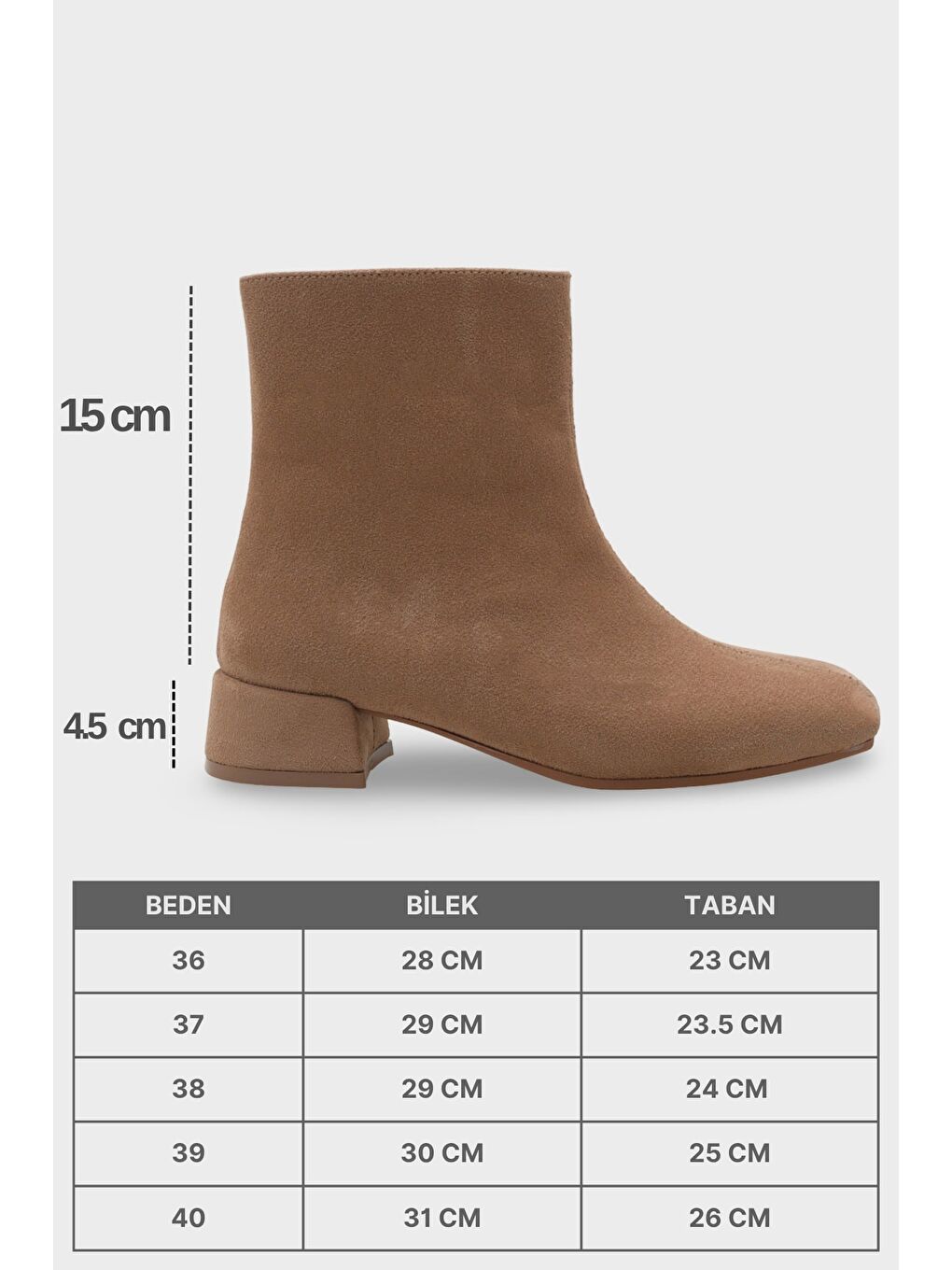 Bej Elinor Kısa Topuklu Kadın Bot-6