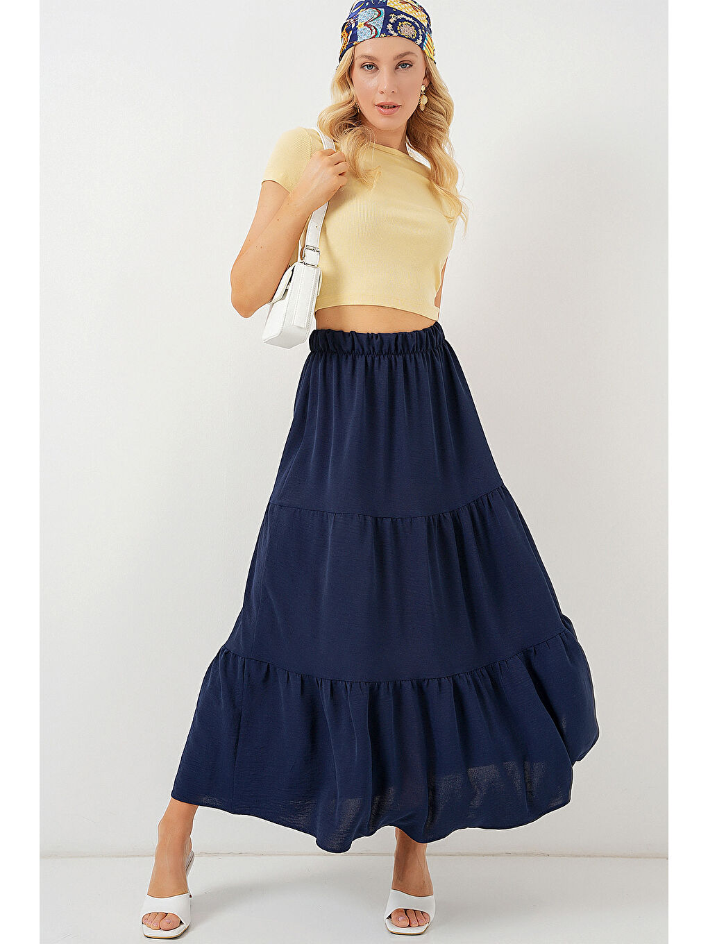 Kadın Ayrobin Uzun Etek 8048 - Lacivert