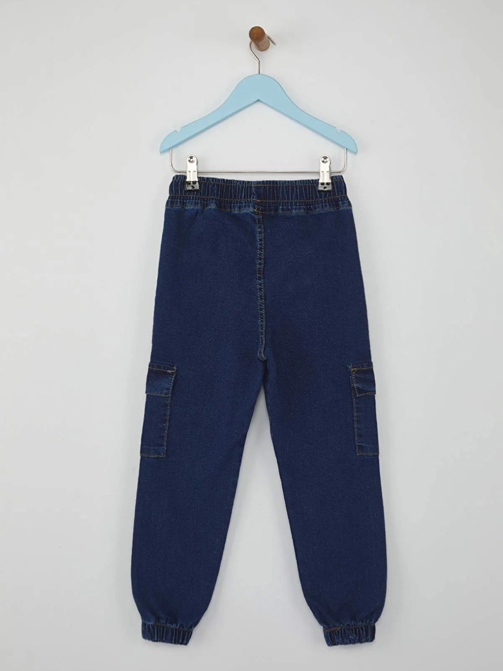 Koyu Mavi Erkek Çocuk 100% Pamuk Düz Denim Jeans-2