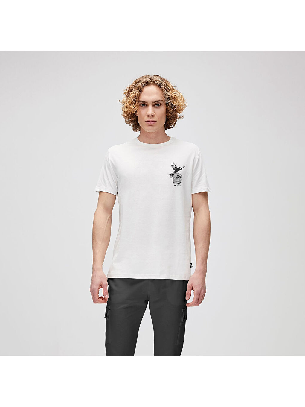 Fish Dream Erkek Bej Yuvarlak Yaka Tişört