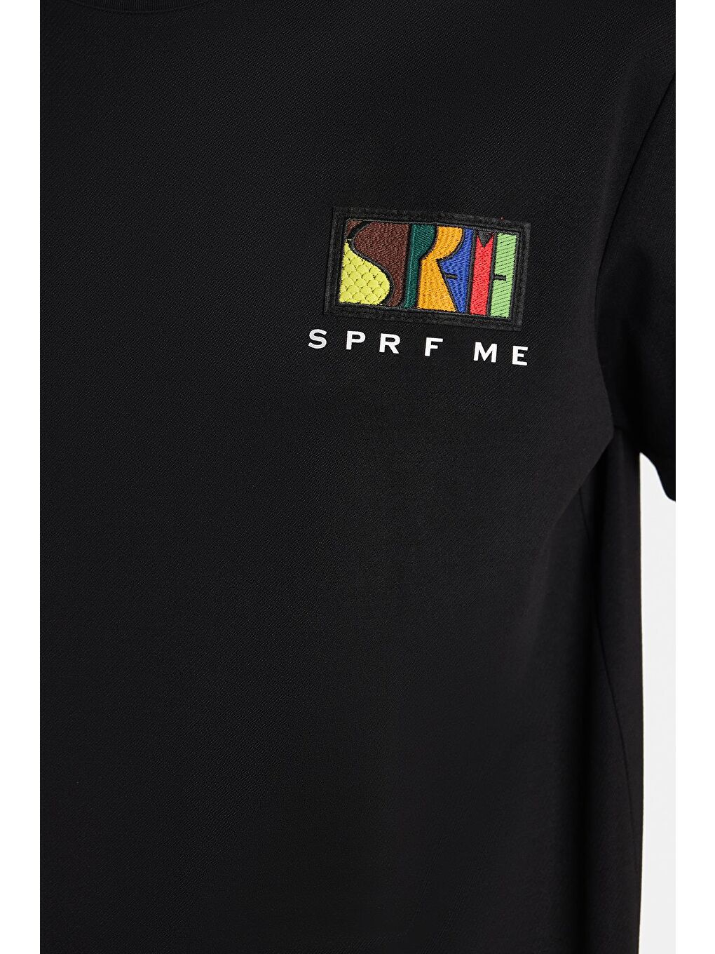 Relax Fit Rahat Kesim Pamuklu Ön Ve Arka Baskı Ve Nakış Detaylı Bisiklet Yaka Beyaz Siyah Tişört-3