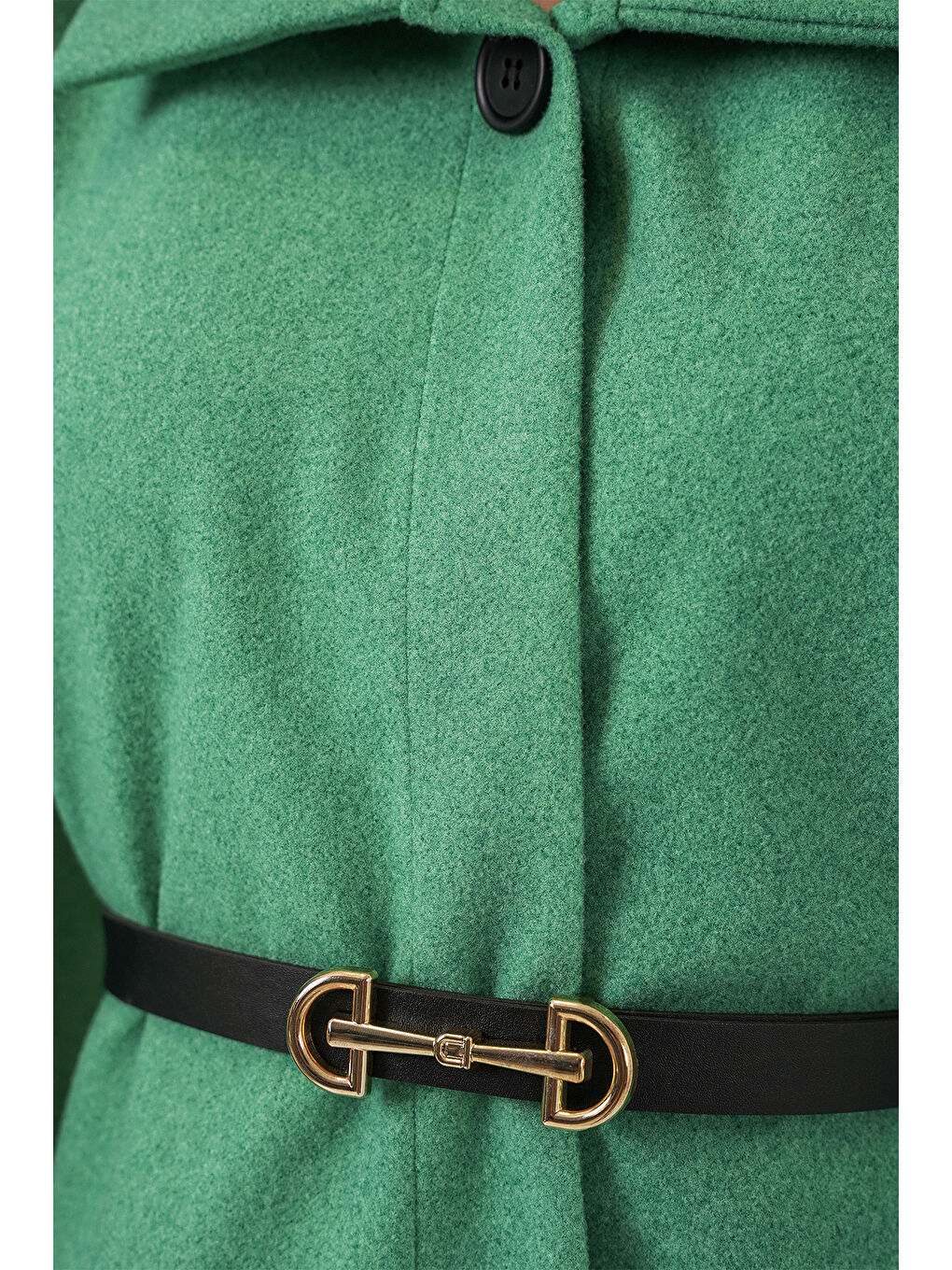 Kadın Kemerli Kaşe Panço 9170 - Yeşil-4