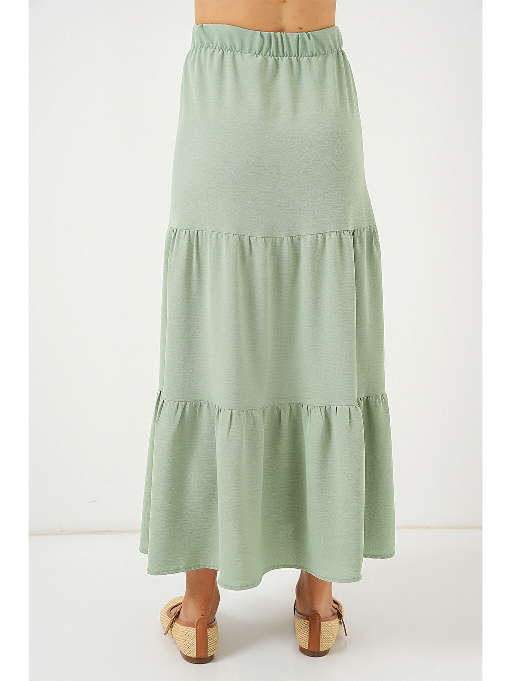 Yeşil Kadın Ayrobin Uzun Etek 8048 - Mint-6