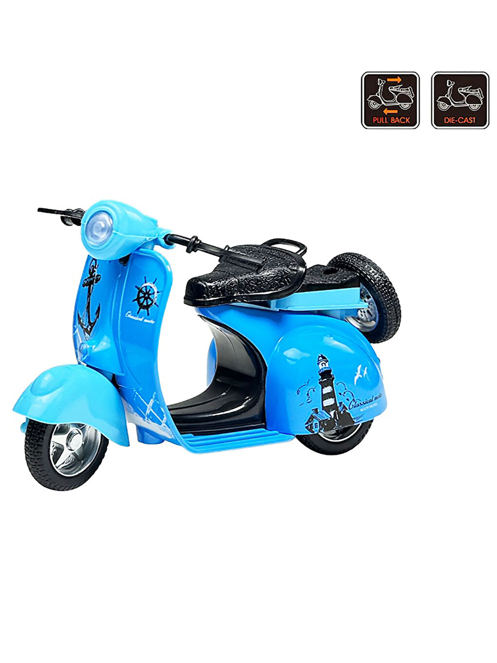 Çek Bırak1:14 Die-Cast Clasic Motosiklet Mavi