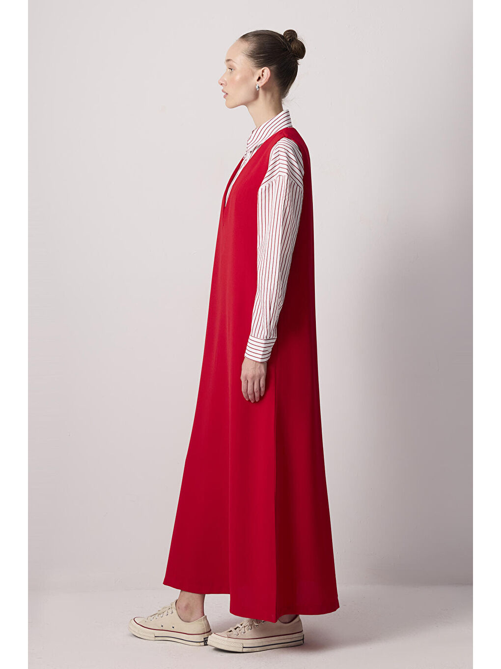 Kırmızı V Yaka Krep Jile-2