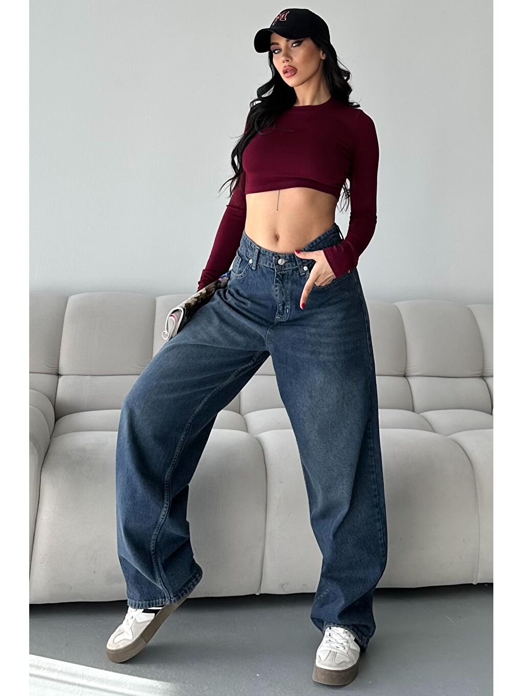 Kahverengi Bıyık Baggy Jean Pantolon Tint-kahve - 27268-2