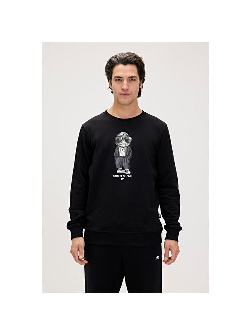 Gator Erkek Siyah Yuvarlak Yaka Sweatshirt