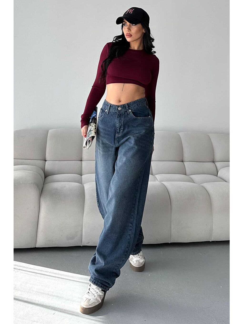 Kahverengi Bıyık Baggy Jean Pantolon Tint-kahve - 27268-3