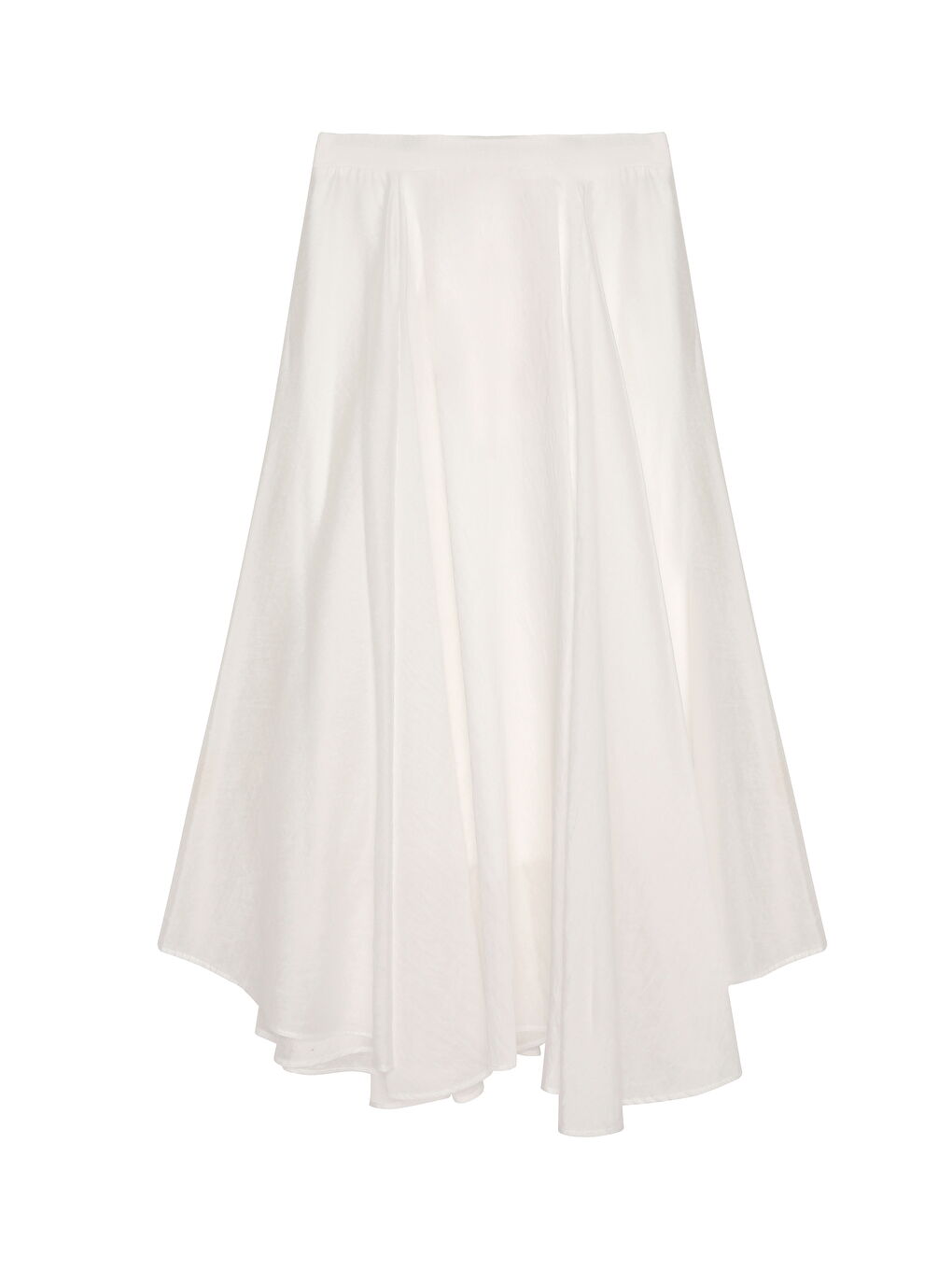 Asimetrik Uçlu Pileli Midi Etek Ekru