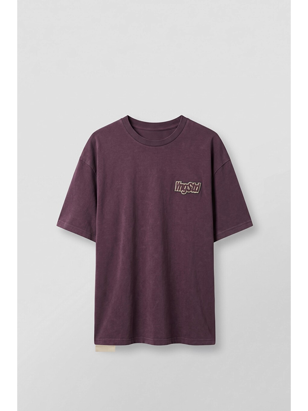 Erkek Boxy Fit Kabartma Nakışlı T-Shirt Bordo