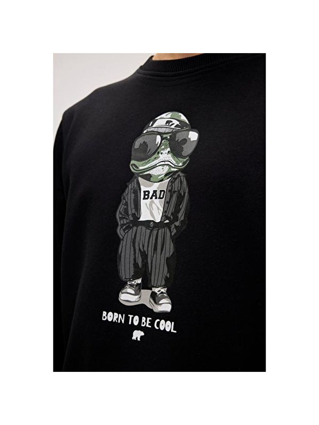 Gator Erkek Siyah Yuvarlak Yaka Sweatshirt-2