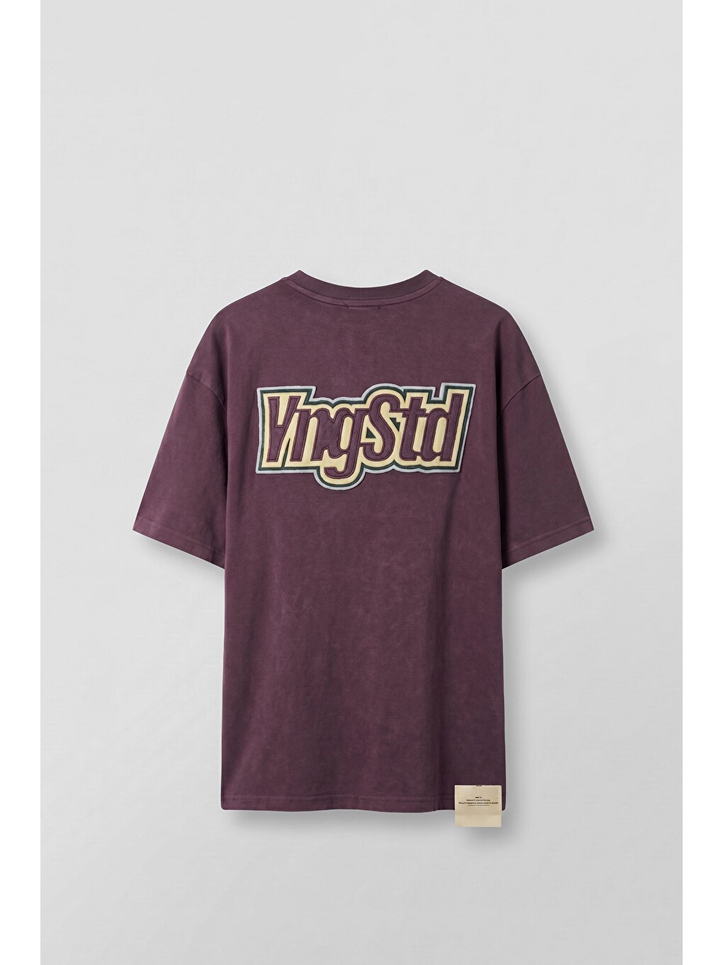 Erkek Boxy Fit Kabartma Nakışlı T-Shirt Bordo-1