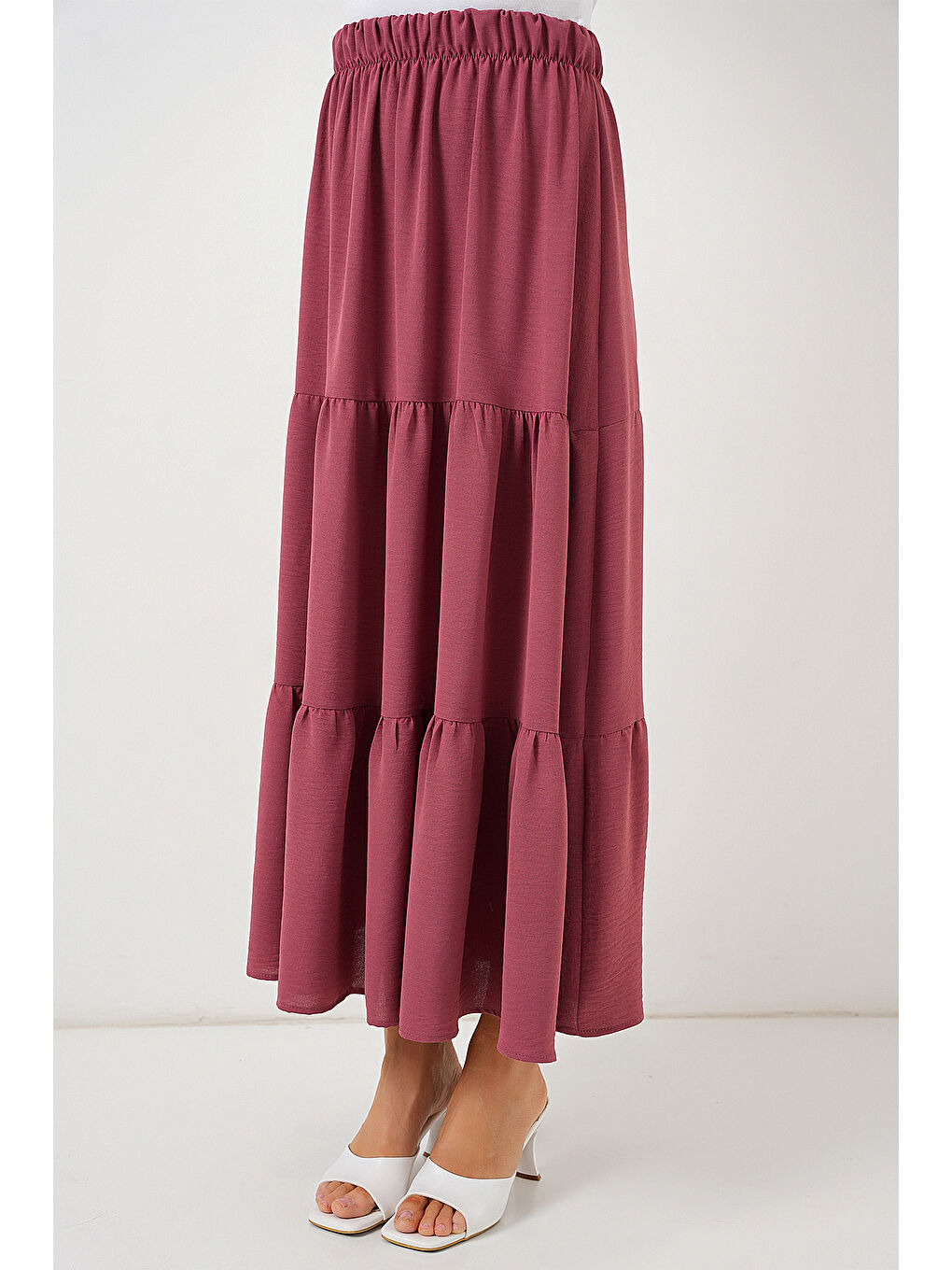 Pembe Kadın Ayrobin Uzun Etek 8048 - Gül Kurusu-1