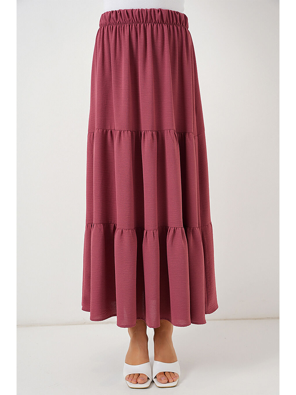 Pembe Kadın Ayrobin Uzun Etek 8048 - Gül Kurusu-3