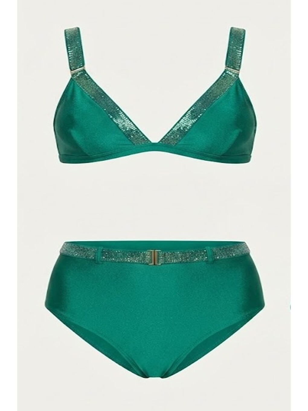 Simli Üçgen Bikini Takım 3220 Yeşil