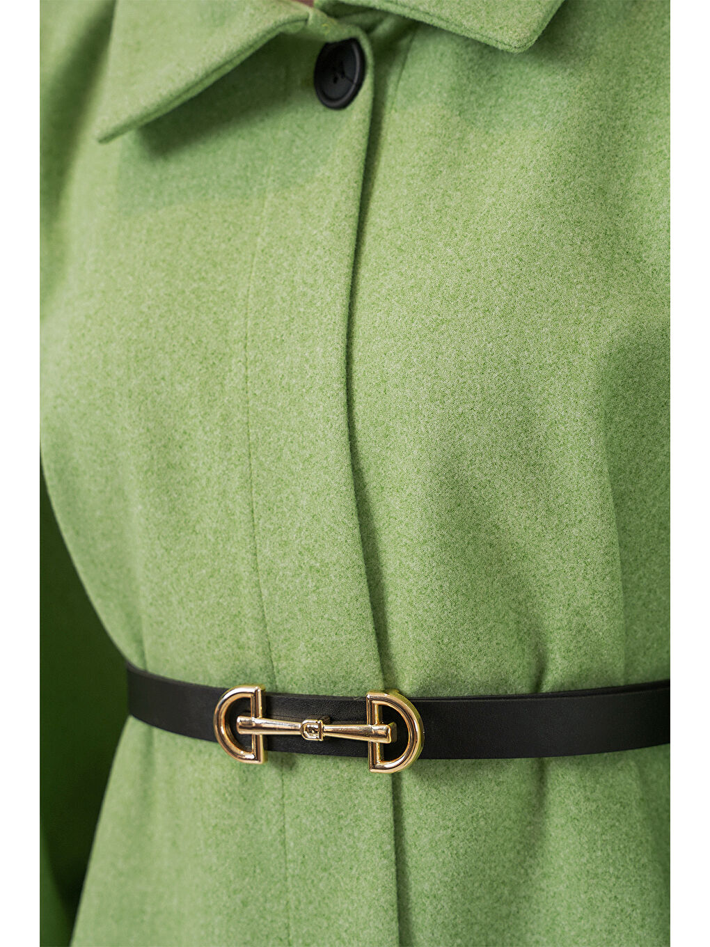 Kadın Kemerli Kaşe Panço 9170 - E.Yeşil-4