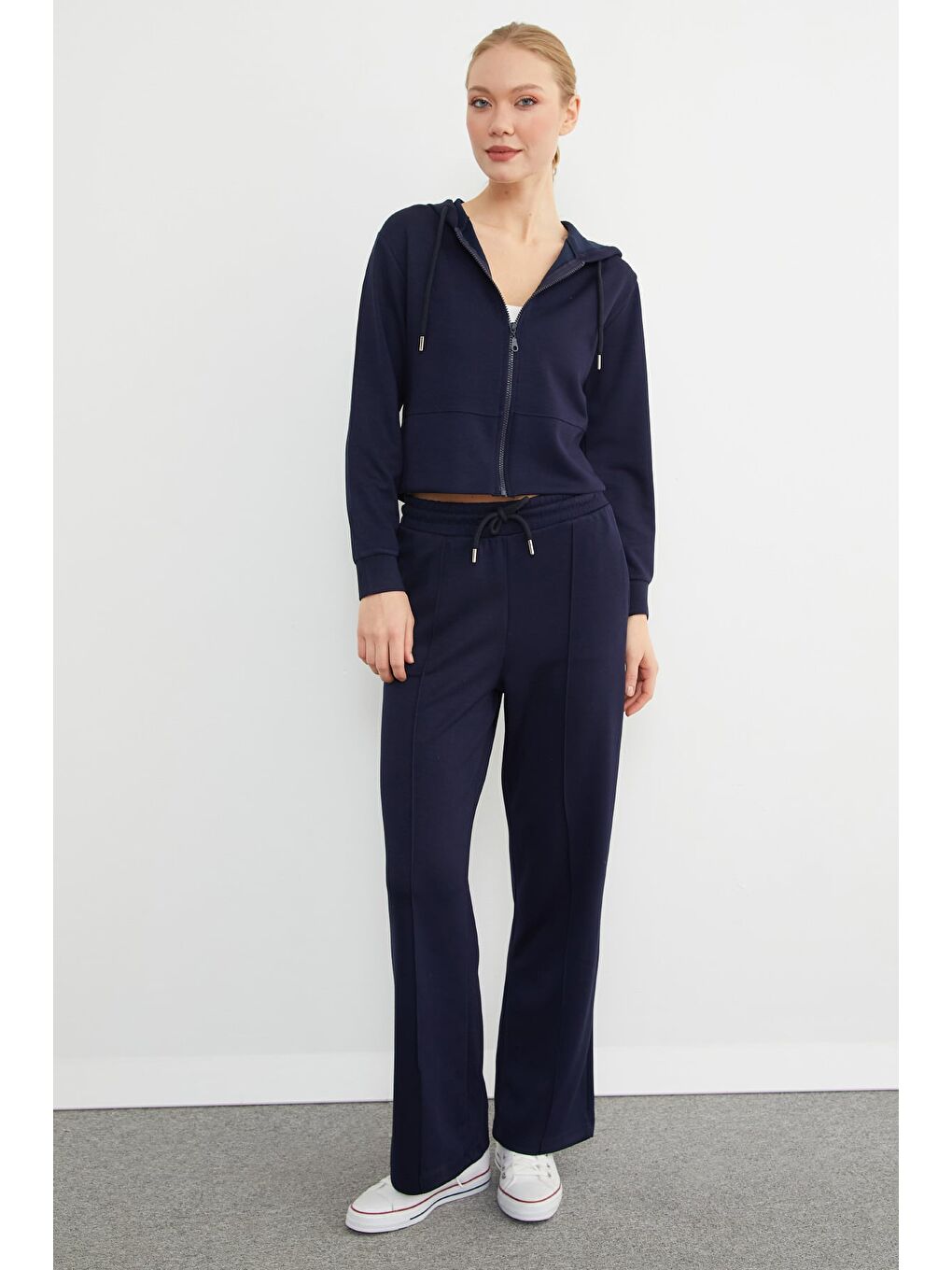 Lacivert Basic Kapüşonlu Çimalı Modal Eşofman Takımı